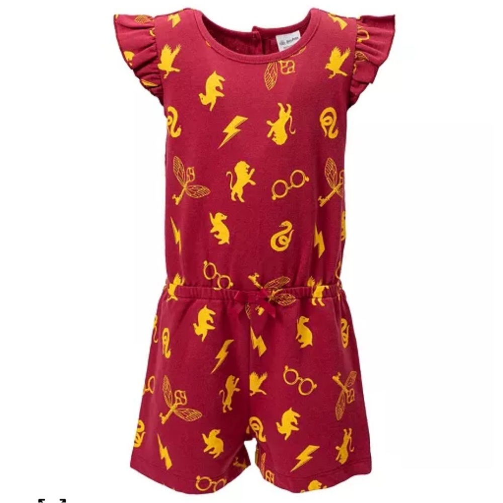 Harry Potter Wizarding World Ruffle Sleeve House Logo Romper